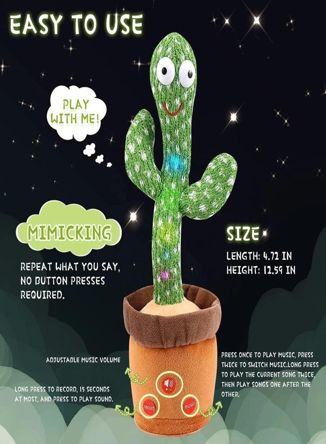 DECODAZZ Dancing Cactus Toy for Kids Talking Singing Children Baby Plush Electronic Toys Voice Recording Repeats What You Say LED Lights - Image 5